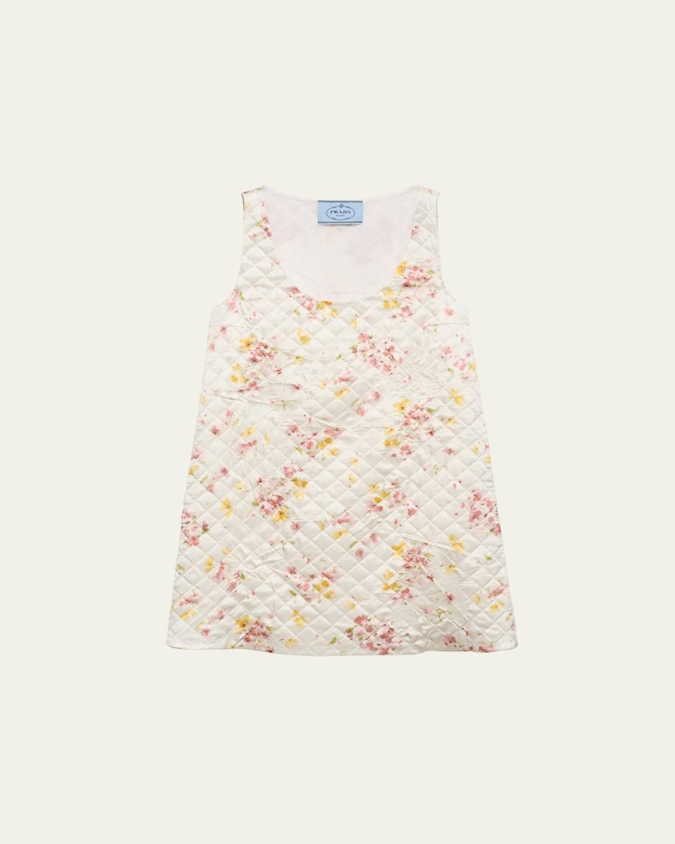 Bouquet Satin Quilted Mini Dress
